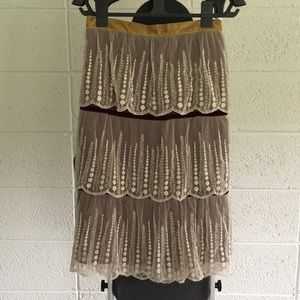 Anthropologie lace skirt with velvet detail